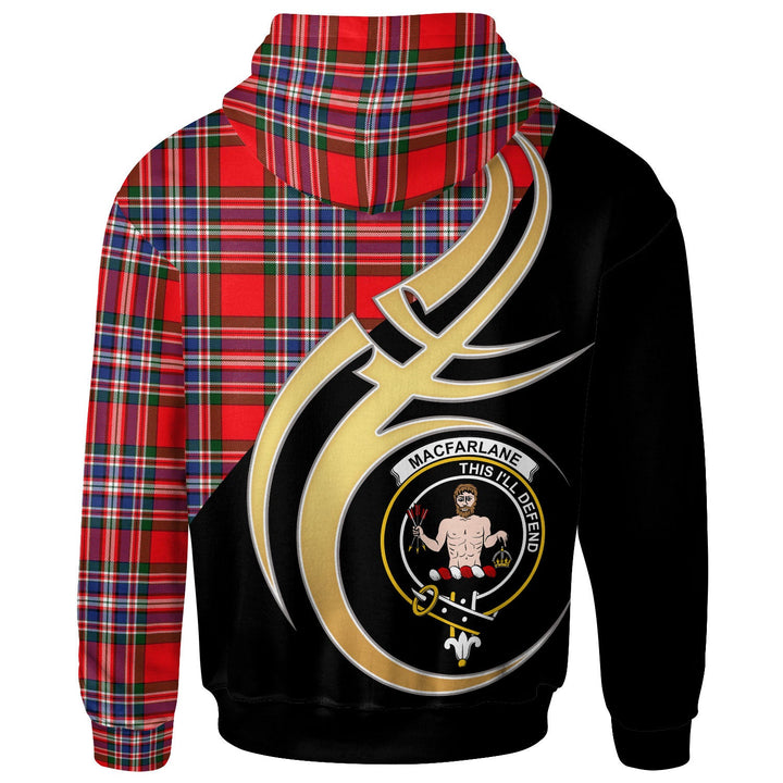 Scottish MacFarlane Clan Crest Tartan Hoodie - Believe In Me Back Side Tartan Plaid