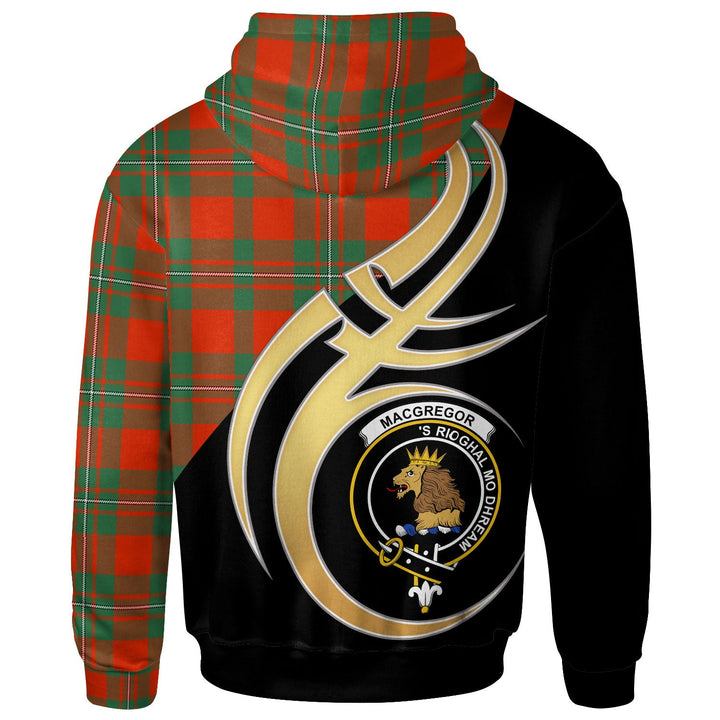 Scottish MacGregor Clan Crest Tartan Hoodie - Believe In Me Back Side Tartan Plaid