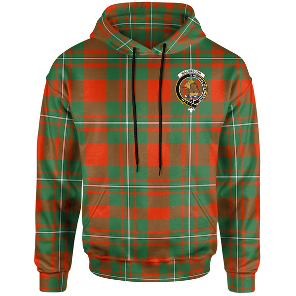 Scottish MacGregor Clan Crest Tartan Hoodie Front Side Tartan Plaid