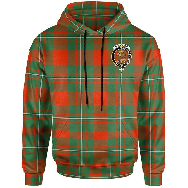 Scottish MacGregor Clan Crest Tartan Hoodie Front Side Tartan Plaid