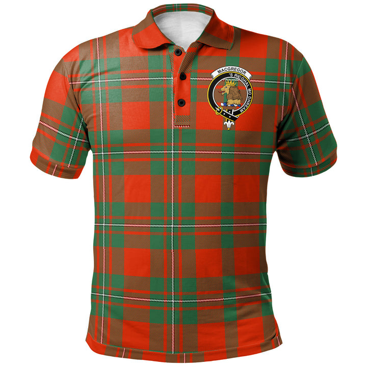 Scottish MacGregor Clan Crest Tartan Polo Shirt Front Side Tartan Plaid