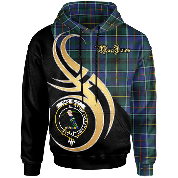Scottish MacInnes Clan Crest Tartan Hoodie - Believe In Me Front Side Tartan Plaid