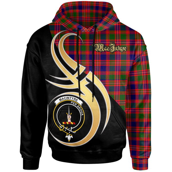 Scottish MacIntyre Clan Crest Tartan Hoodie - Believe In Me Front Side Tartan Plaid