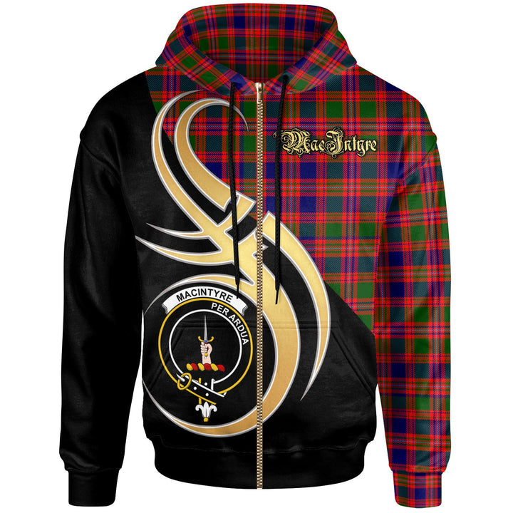 Scottish MacIntyre Clan Crest Tartan Hoodie - Believe In Me Zip-up Tartan Plaid