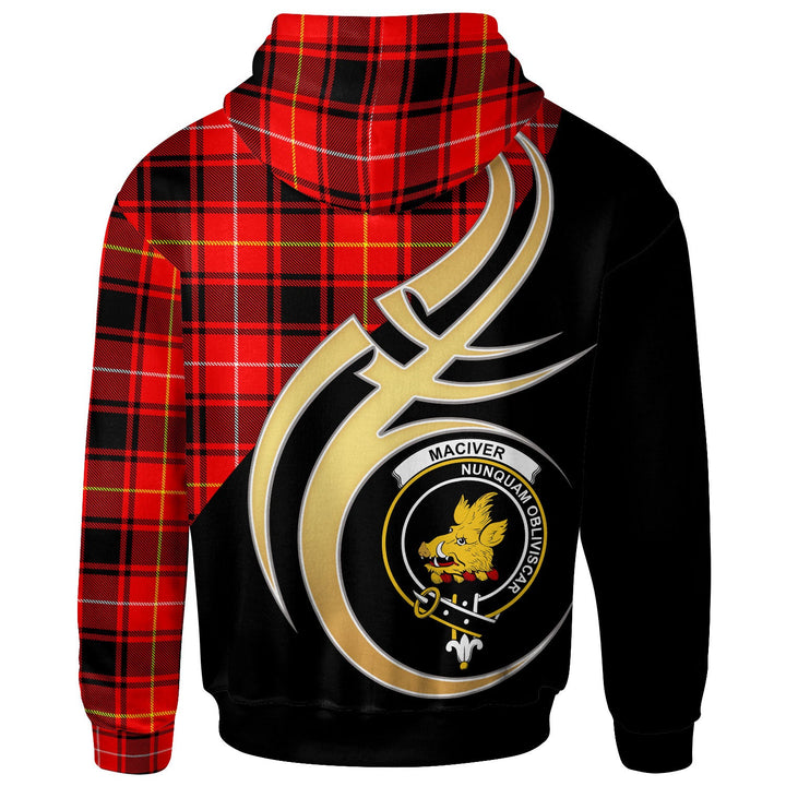 Scottish MacIver Clan Crest Tartan Hoodie - Believe In Me Back Side Tartan Plaid