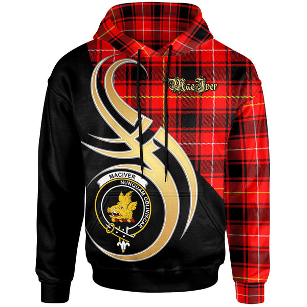 Scottish MacIver Clan Crest Tartan Hoodie - Believe In Me Front Side Tartan Plaid