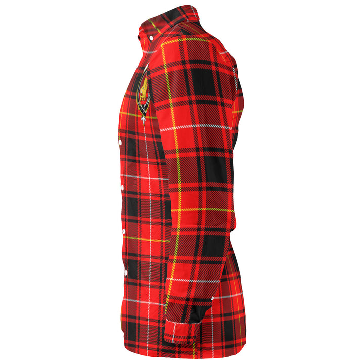 Scottish MacIver Clan Crest Tartan Long Sleeve Shirt Back Side Tartan Plaid