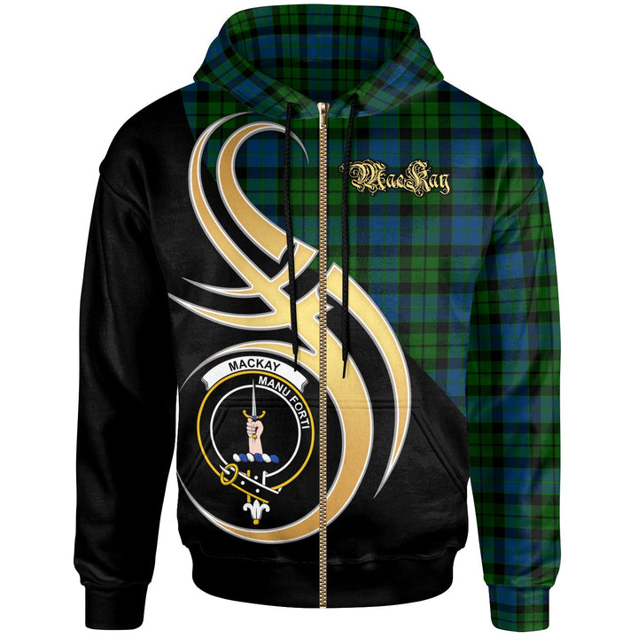 Scottish MacKay Clan Crest Tartan Hoodie - Believe In Me Zip-up Tartan Plaid
