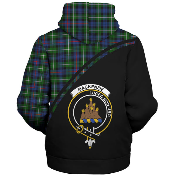 Scottish MacKenzie Clan Crest Tartan Curve Sherpa Hoodie Front Side Tartan Plaid