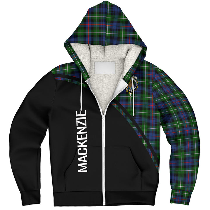 Scottish MacKenzie Clan Crest Tartan Curve Sherpa Hoodie Tartan Plaid