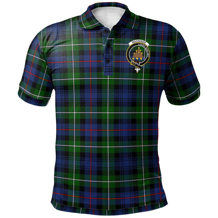 Scottish MacKenzie Clan Crest Tartan Polo Shirt Front Side Tartan Plaid