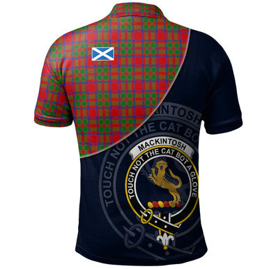 Scottish MacKintosh Modern Clan Crest Tartan Polo Shirt - Bend Style Back Side Tartan Plaid