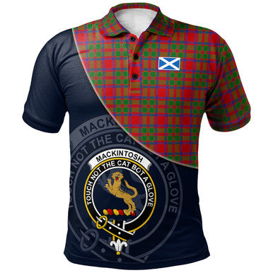 Scottish MacKintosh Modern Clan Crest Tartan Polo Shirt - Bend Style Front Side Tartan Plaid