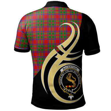 Scottish MacKintosh Modern Clan Crest Tartan Polo Shirt Believe in Me Back Side Tartan Plaid