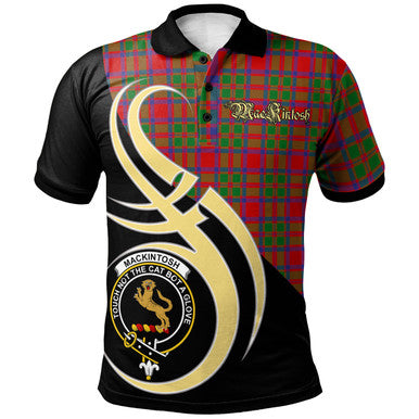 Scottish MacKintosh Modern Clan Crest Tartan Polo Shirt Believe in Me Front Side Tartan Plaid