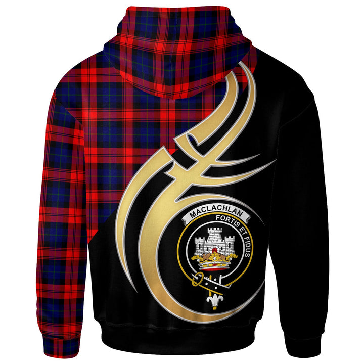 Scottish MacLachlan Clan Crest Tartan Hoodie - Believe In Me Back Side Tartan Plaid