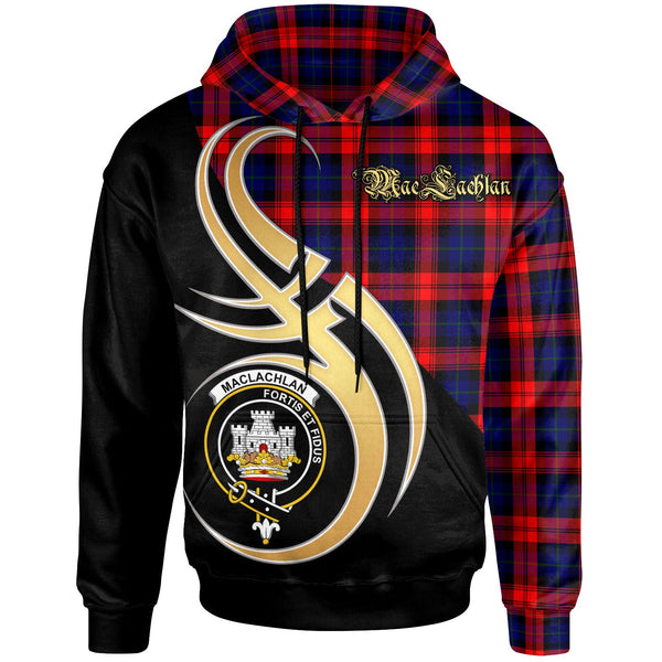 Scottish MacLachlan Clan Crest Tartan Hoodie - Believe In Me Front Side Tartan Plaid