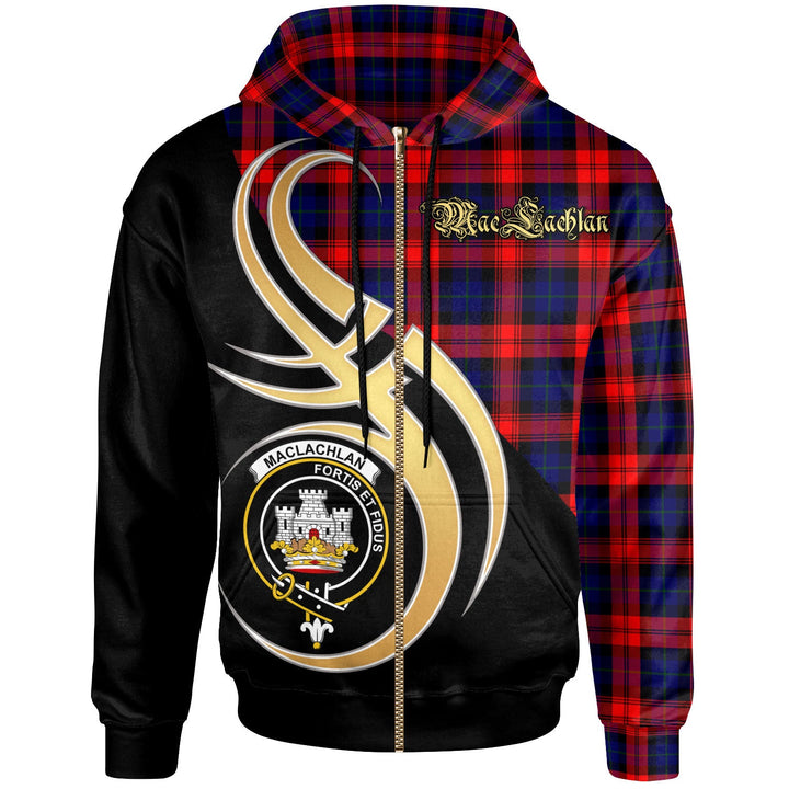 Scottish MacLachlan Clan Crest Tartan Hoodie - Believe In Me Zip-up Tartan Plaid