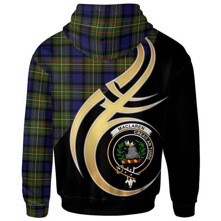 Scottish MacLaren Clan Crest Tartan Hoodie - Believe In Me Back Side Tartan Plaid