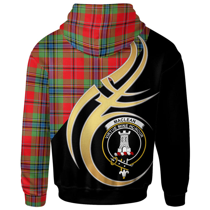Scottish MacLean Clan Crest Tartan Hoodie - Believe In Me Back Side Tartan Plaid