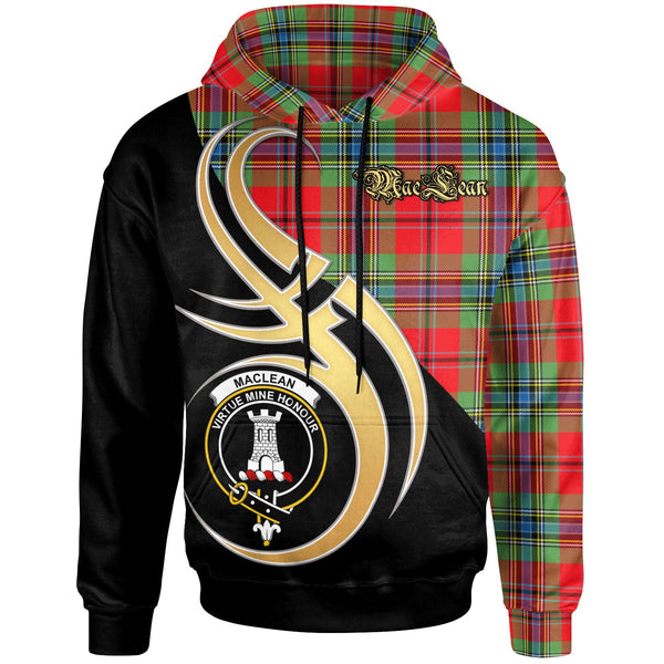 Scottish MacLean Clan Crest Tartan Hoodie - Believe In Me Front Side Tartan Plaid