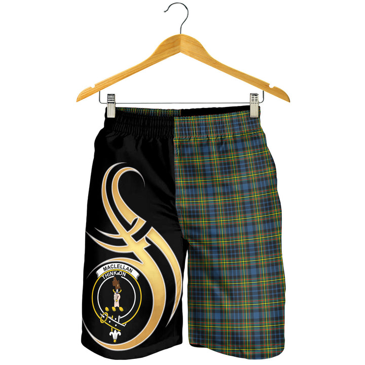 Scottish MacLellan Ancient Clan Crest Tartan Men Shorts Believe in Me 3