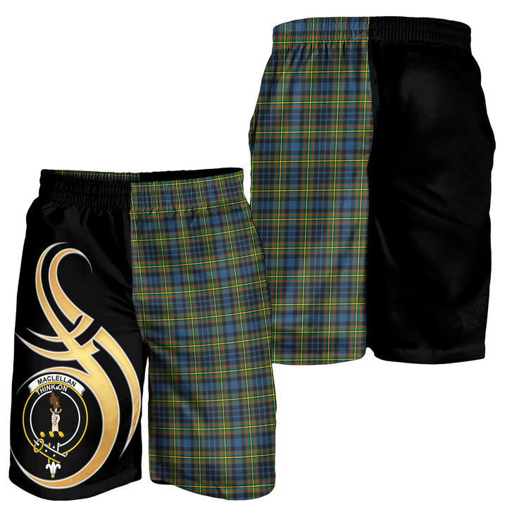 Scottish MacLellan Ancient Clan Crest Tartan Men Shorts Believe in Me 1