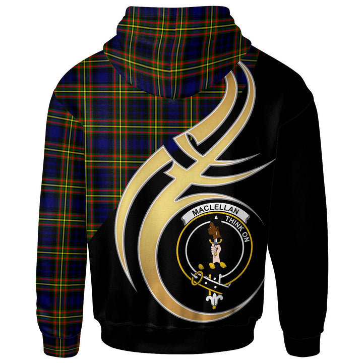 Scottish MacLellan Clan Crest Tartan Hoodie - Believe In Me Back Side Tartan Plaid