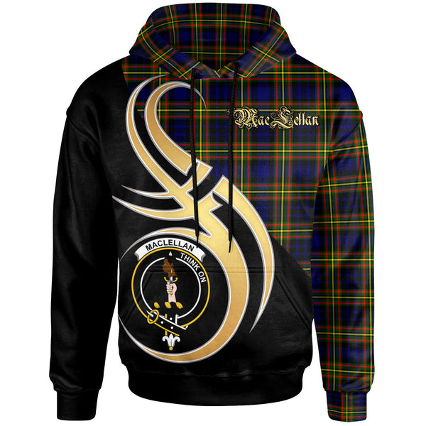 Scottish MacLellan Clan Crest Tartan Hoodie - Believe In Me Front Side Tartan Plaid