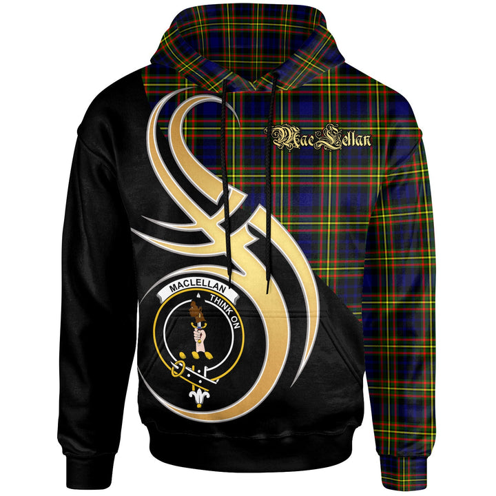 Scottish MacLellan Clan Crest Tartan Hoodie - Believe In Me Front Side Tartan Plaid