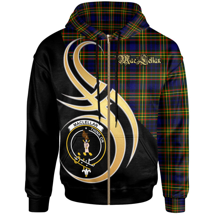 Scottish MacLellan Clan Crest Tartan Hoodie - Believe In Me Zip-up Tartan Plaid
