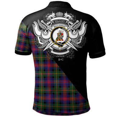 Scottish Kerr Modern Clan Crest Tartan Polo Shirt - Military Logo Back Side Tartan Plaid