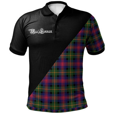 Scottish Kerr Modern Clan Crest Tartan Polo Shirt - Military Logo Front Side Tartan Plaid