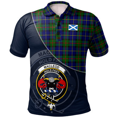 Scottish MacLeod of Harris Modern Clan Crest Tartan Polo Shirt - Bend Style Front Side Tartan Plaid