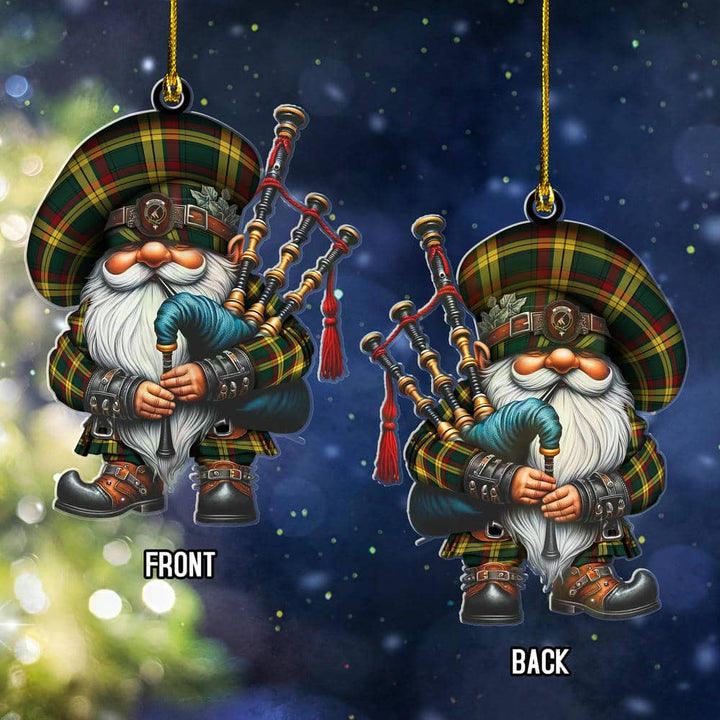 Scottish MacMillan Clan Crest Tartan Bagpiper Gnome Ornament Tartan Plaid 2.jpg