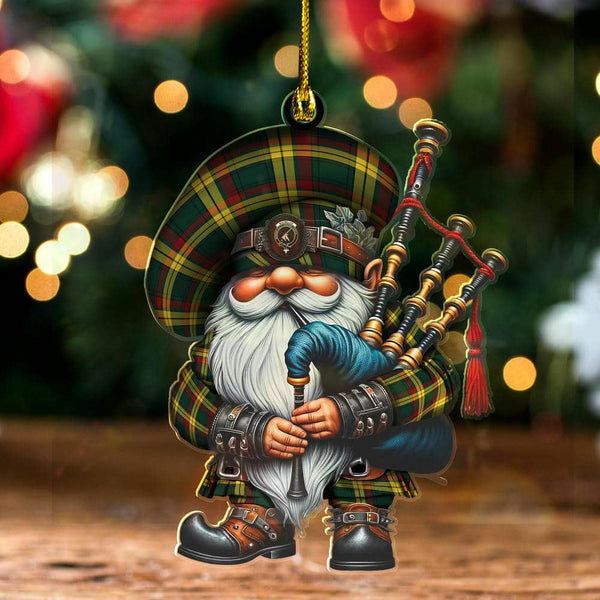 Scottish MacMillan Clan Crest Tartan Bagpiper Gnome Ornament Tartan Plaid 1.jpg