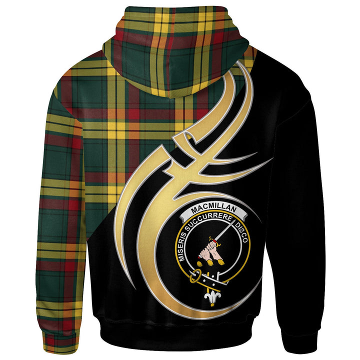 Scottish MacMillan Clan Crest Tartan Hoodie - Believe In Me Back Side Tartan Plaid