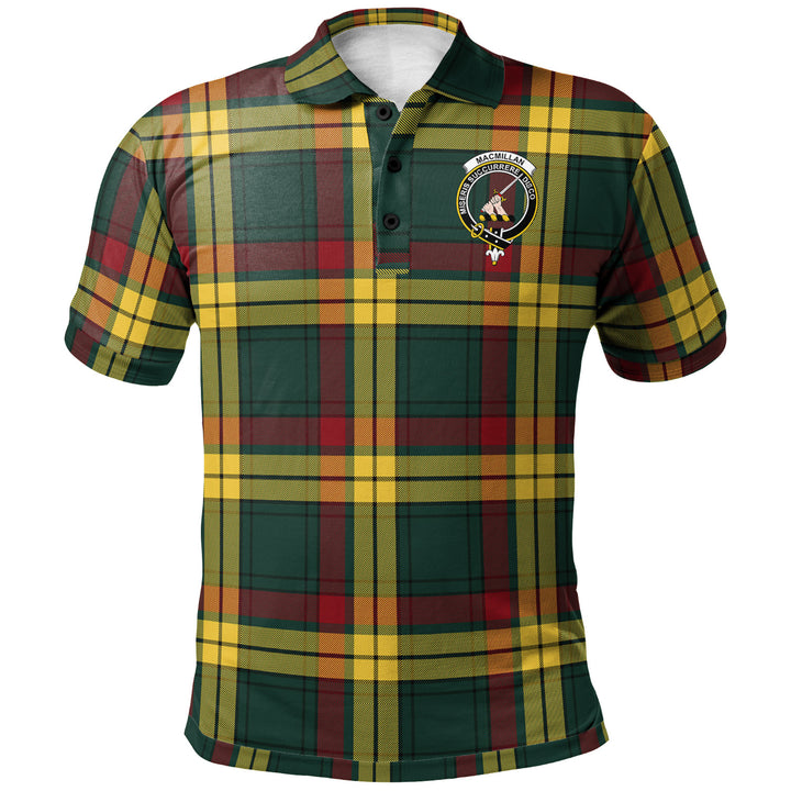 Scottish MacMillan Clan Crest Tartan Polo Shirt Front Side Tartan Plaid
