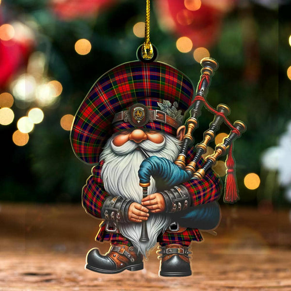 Scottish MacPherson Clan Crest Tartan Bagpiper Gnome Ornament Tartan Plaid 1.jpg