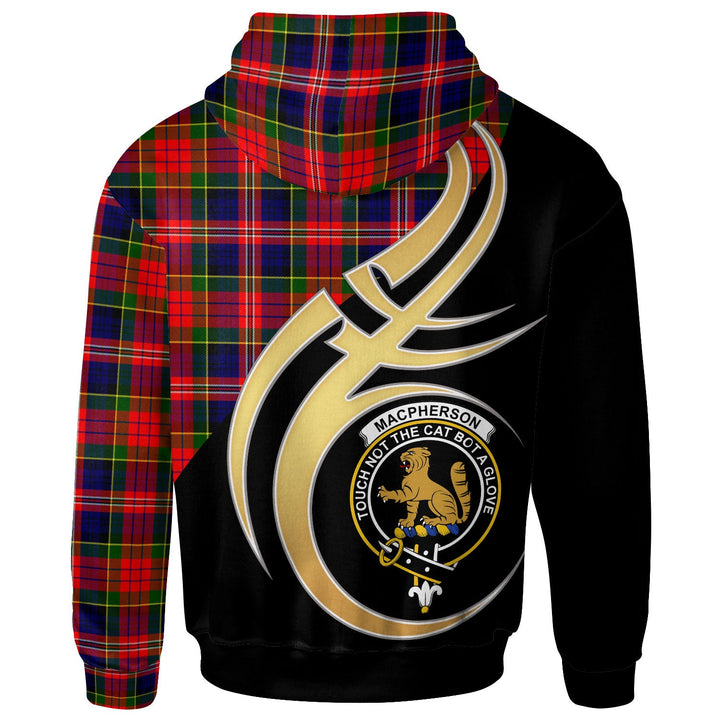 Scottish MacPherson Clan Crest Tartan Hoodie - Believe In Me Back Side Tartan Plaid