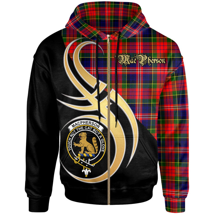 Scottish MacPherson Clan Crest Tartan Hoodie - Believe In Me Zip-up Tartan Plaid
