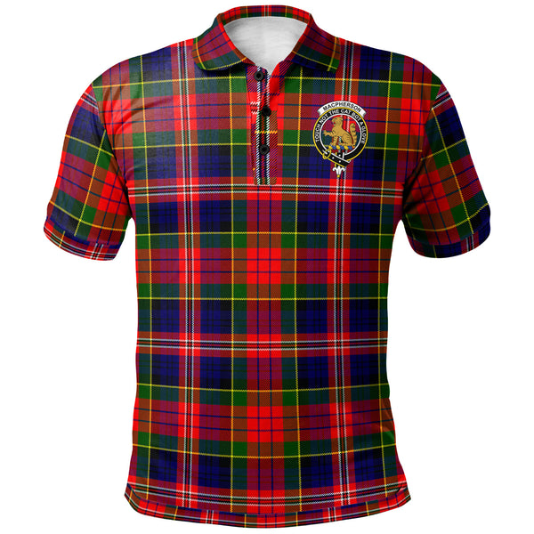 Scottish MacPherson Clan Crest Tartan Polo Shirt Front Side Tartan Plaid