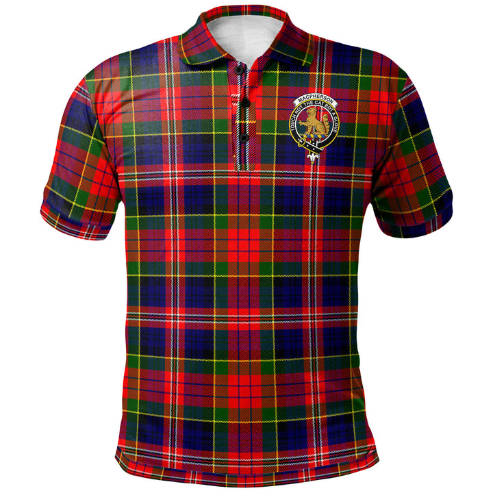 Scottish MacPherson Clan Crest Tartan Polo Shirt Front Side Tartan Plaid