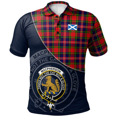 Scottish MacPherson Modern Clan Crest Tartan Polo Shirt - Bend Style Front Side Tartan Plaid