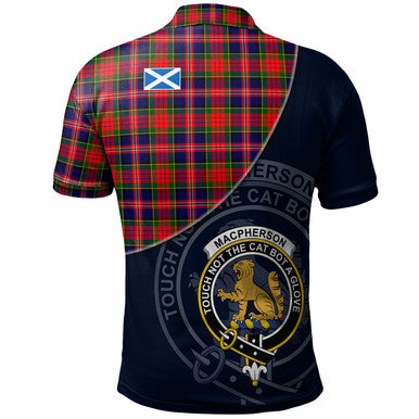 Scottish MacPherson Modern Clan Crest Tartan Polo Shirt - Bend Style Back Side Tartan Plaid
