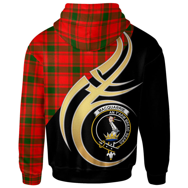 Scottish MacQuarrie Clan Crest Tartan Hoodie - Believe In Me Back Side Tartan Plaid