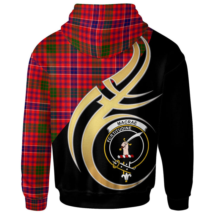Scottish MacRae Clan Crest Tartan Hoodie - Believe In Me Back Side Tartan Plaid
