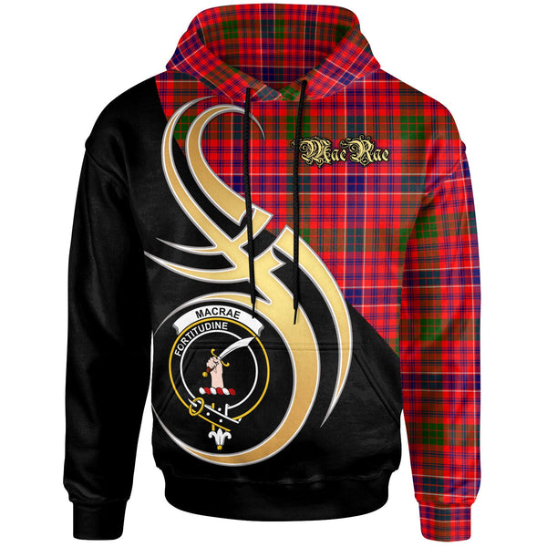 Scottish MacRae Clan Crest Tartan Hoodie - Believe In Me Front Side Tartan Plaid