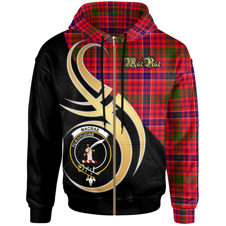 Scottish MacRae Clan Crest Tartan Hoodie - Believe In Me Zip-up Tartan Plaid
