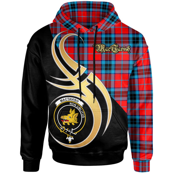Scottish MacTavish Clan Crest Tartan Hoodie - Believe In Me Front Side Tartan Plaid